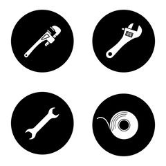 Construction tools glyph icons set