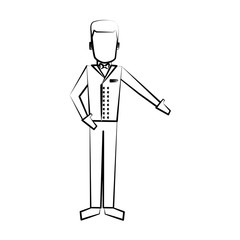 bellman avatar hotel related icon image vector illustration design sketch style