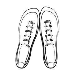 sneakers topview fitness related icon image vector illustration design sketch style