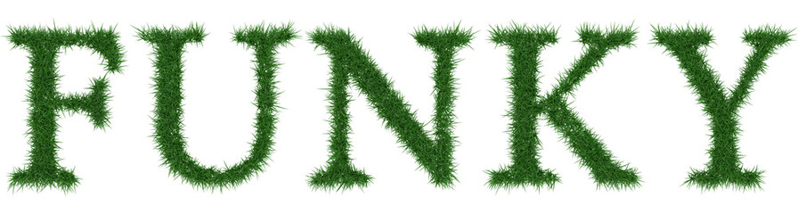 Funky - 3D rendering fresh Grass letters isolated on whhite background.