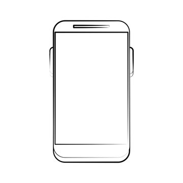 smartphone with blank screen icon image vector illustration design sketch style