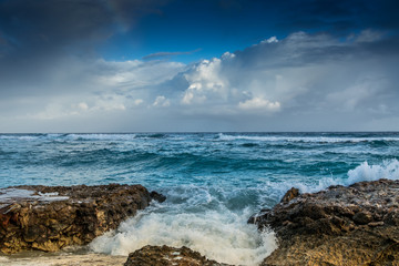 The beautiful Ocean beach and coast of Rafael Freyre, Holguin, Cuba.