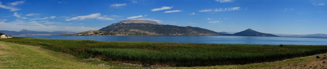 Egirdir lake and reeds panaroma, Isparta Turkey