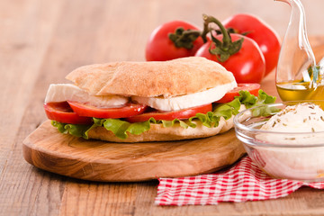 Puccia bread with mozzarella and tomato. 