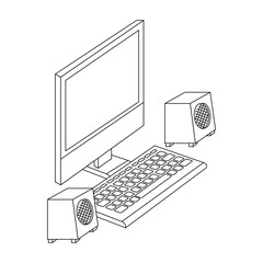 computer desktop with speakers