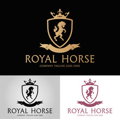 Royal horse logo. Horse logo template 