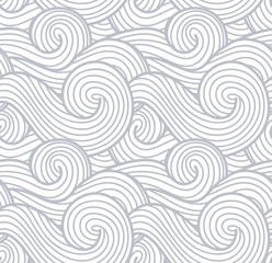 Abstract wind texture, sea, ocean and river vector waves background. Smoke and steam gray pattern.