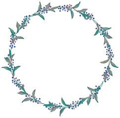 Drawn Watercolor Greenery Wreath Vector Illustration