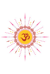 Radiating Red Spiritual Om Illustration 1