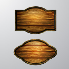 Wooden signs, vector icon set