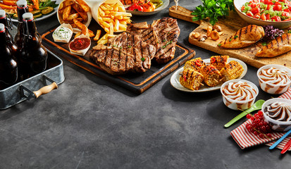 Assortment of grilled barbecue food