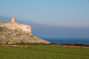 Watchtower near adriatic sea (San Emiliano tower), near Otranto in Salento, Italy