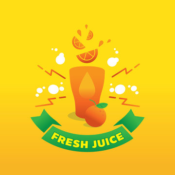 orange fresh juice with orange fruit illustration