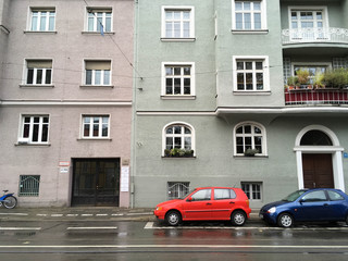 Plakat View at Munich city in rain, Germany