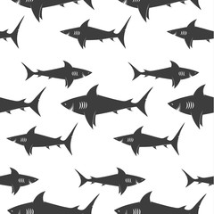 Sharks seamless pattern. Vector background.