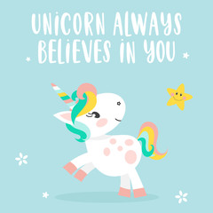 Background with unicorn and quote