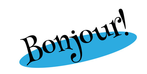 Bonjour rubber stamp. Grunge design with dust scratches. Effects can be easily removed for a clean, crisp look. Color is easily changed. © lkeskinen