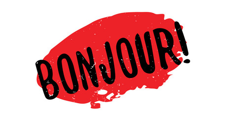 Bonjour rubber stamp. Grunge design with dust scratches. Effects can be easily removed for a clean, crisp look. Color is easily changed. © lkeskinen