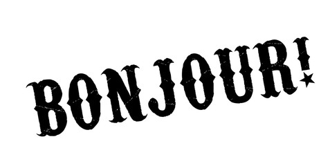 Bonjour rubber stamp. Grunge design with dust scratches. Effects can be easily removed for a clean, crisp look. Color is easily changed. © lkeskinen