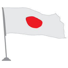 Isolated flag of Japan on a pole, Vector illustration