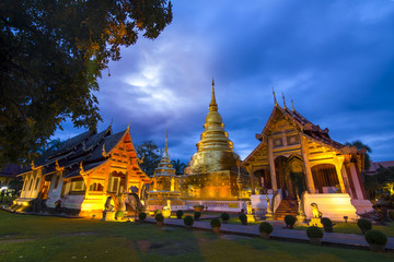 Fototapeta premium Wat Phra Sing Temple of Chiang Mai Thailand in Twilight time 