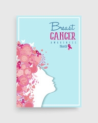 Breast cancer awareness pink girl poster design
