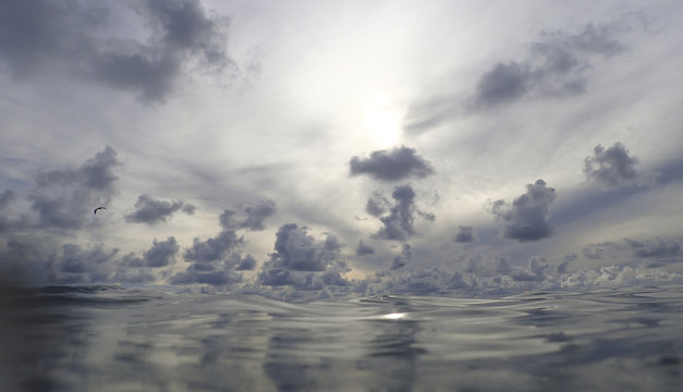 Tranquil view of storm clouds over sea