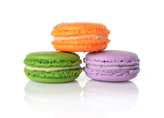 French dessert. Sweet multicolored macaroons or macarons