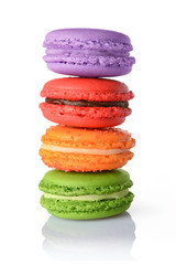 French dessert. Sweet multicolored macaroons or macarons