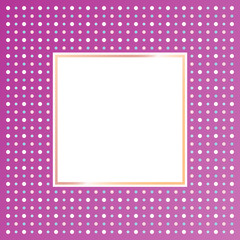 White Square Frame on Violet polka dot pattern background. Vector