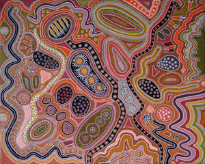 aboriginal style - dot painting - obrazy, fototapety, plakaty