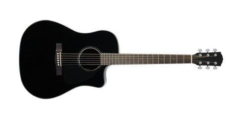 Plakat Musical instrument - Black acoustic guitar. Isolated