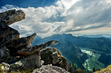 Blick vom Arnigrat in der Hohgantkette auf das Eriz  in den Berner Voralpen