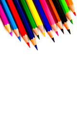 Multicolored pensils isolated on white background.