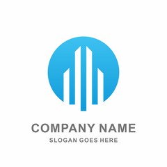 Simple Building Tower Strips Architecture Interior Construction Real Estate Business Company Stock Vector Logo Design Template