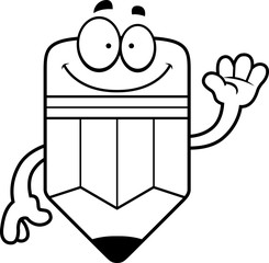 Cartoon Pencil Waving