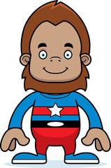 Cartoon Smiling Superhero Sasquatch