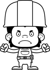Fototapeta premium Cartoon Angry Construction Worker Chimpanzee