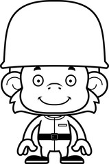 Cartoon Smiling Soldier Monkey