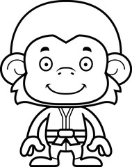 Cartoon Smiling Karate Monkey