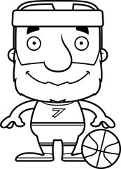 Cartoon Smiling Basketball Player Man