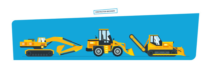 Construction machines, trucks, vehicles for transportation, asphalt.