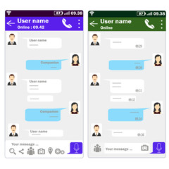 The template with the chat interface for communication . Vector design , infographics.