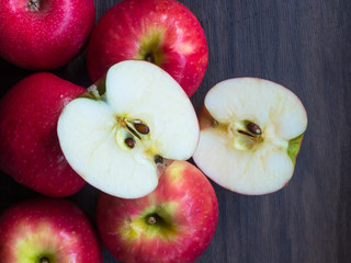 Still life with group of red apples