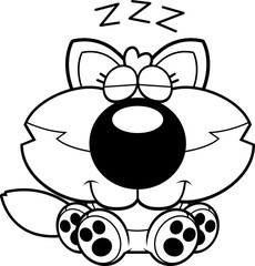 Naklejka premium Cartoon Wolf Pup Napping
