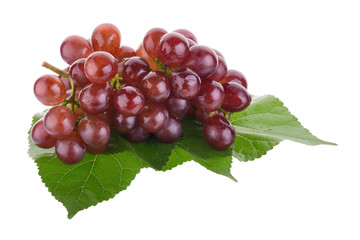Red grapes isolated on over white background