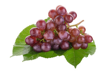 Red grapes isolated on over white background