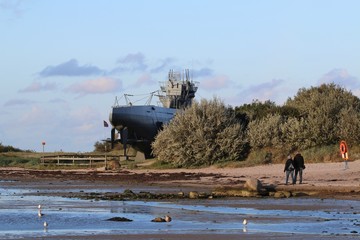 Strand in Laboe  mit U-Boot