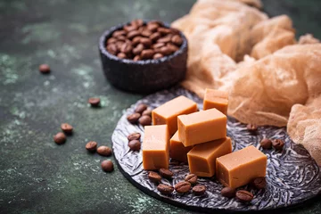Tuinposter Fudge toffee candy with coffee beans © Yulia Furman