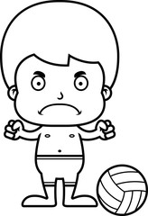 Cartoon Angry Beach Volleyball Player Boy